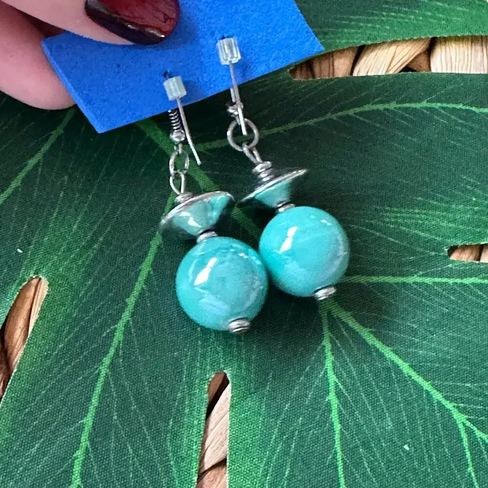 BOGO FREE BLUE BEADED DANGLY EARRINGS